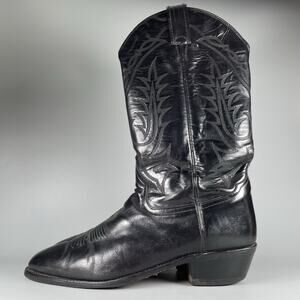 Tony Lama 2993 Men’s Size 10.5 Black Leather Western Pull On Cowboy Boot Vaquero